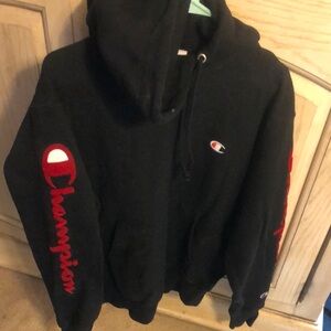 Champion Black Sweater with Iconic Logo